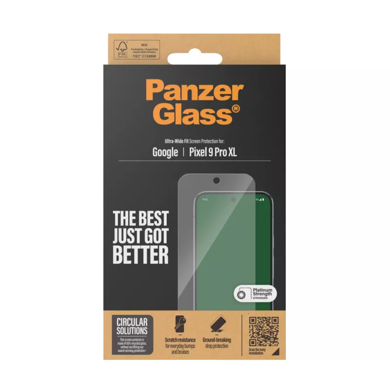 Película protetora de ecrã PanzerGlass® Google Pixel 9 Pro XL | Ultra-Wide Fit
