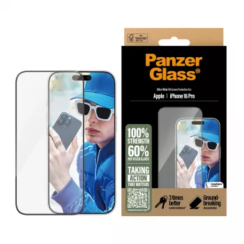 Película protetora de ecrã PanzerGlass ® iPhone 16 Pro | Ultra-Wide Fit