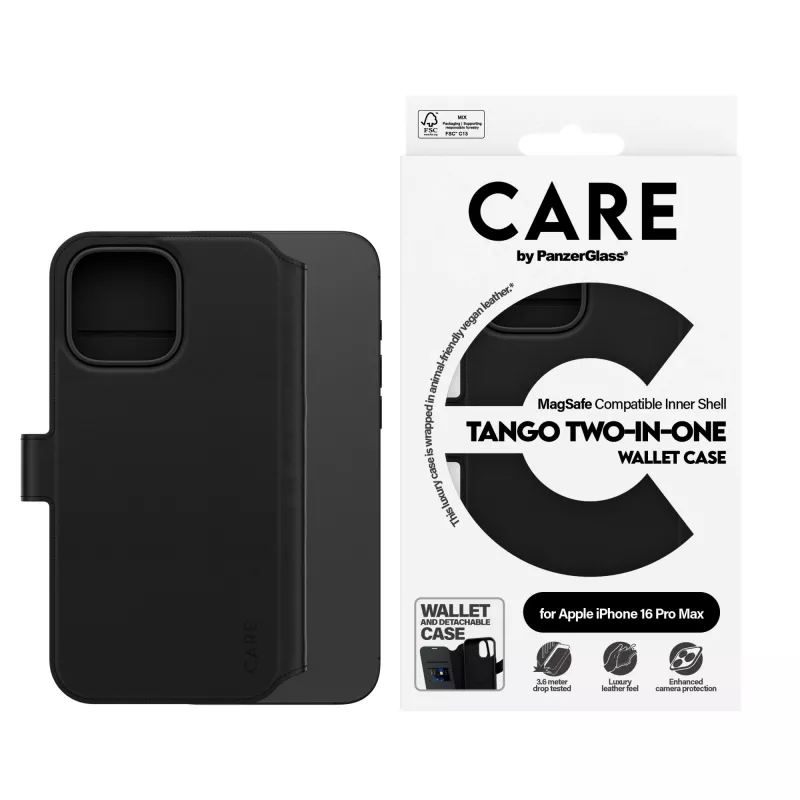 Capa com carteira PanzerGlass CARE™ by ® Tango 2-em-1 com MagSafe iPhone 16 Pro Max
