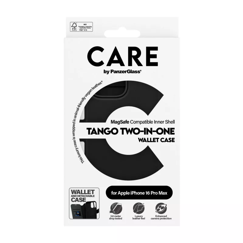 Capa com carteira PanzerGlass CARE™ by ® Tango 2-em-1 com MagSafe iPhone 16 Pro Max