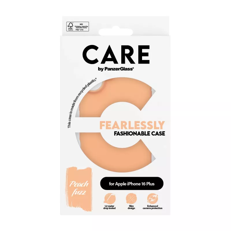 Capa PanzerGlass CARE by capa fashion Peachy iPhone 16 Plus transparente