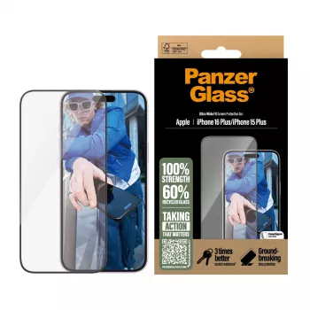 Película protetora de ecrã PanzerGlass ® iPhone 16 Plus | 15 Plus | Ultra-Wide Fit