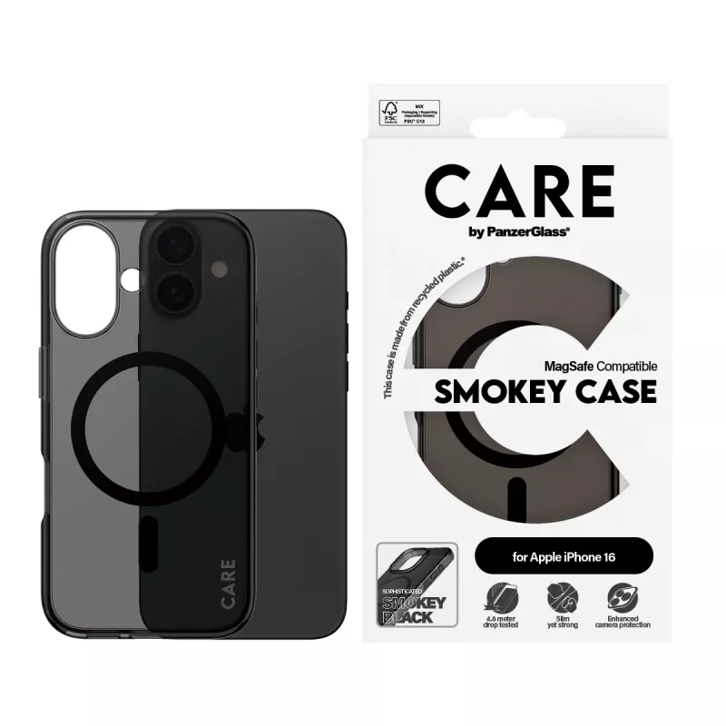 Capa PanzerGlass CARE™ by ® Urban Combat Smokey com MagSafe preto iPhone 16