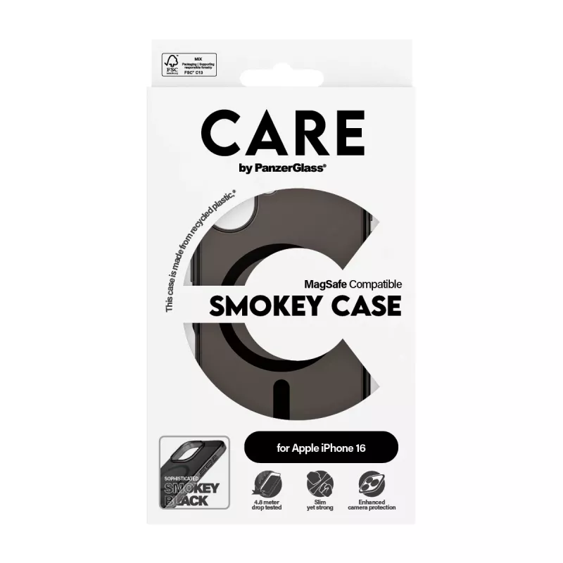 Capa PanzerGlass CARE™ by ® Urban Combat Smokey com MagSafe preto iPhone 16