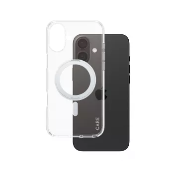 Capa PanzerGlass CARE™ by ® transparente com suporte prateado e MagSafe iPhone 16 Plus