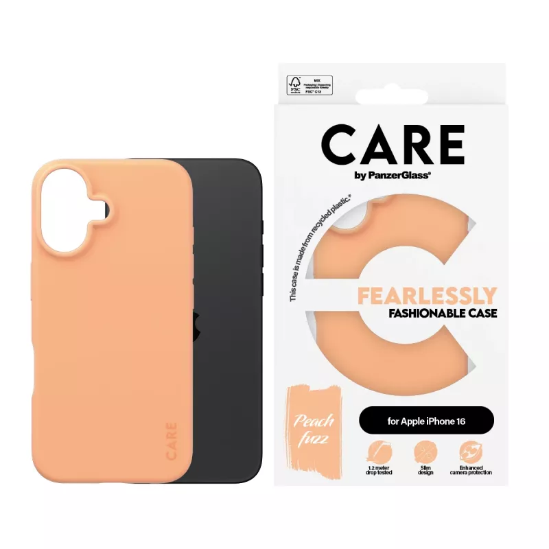 Capa PanzerGlass CARE by capa fashion Peachy iPhone 16 transparente