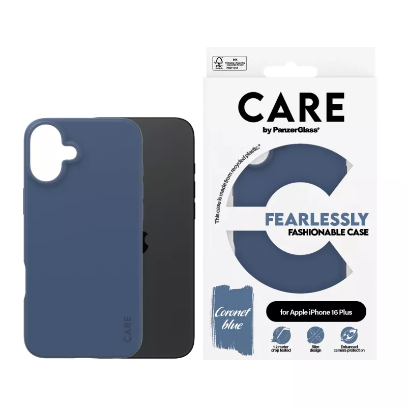 Capa PanzerGlass CARE by Fashionable Case para iPhone 16 Plus, azul