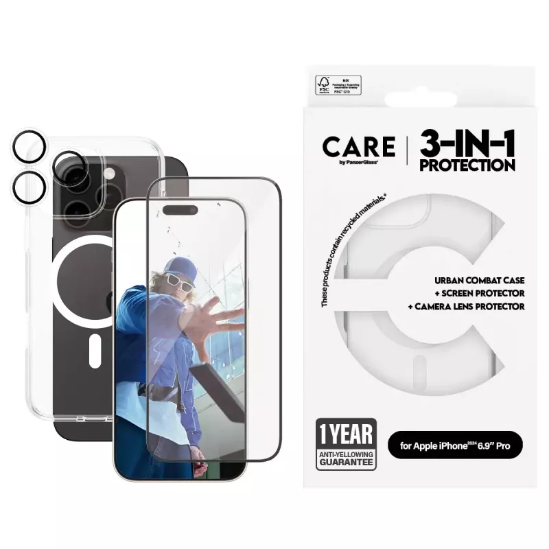 PanzerGlass ® | CARE by ® Flagship conjunto 3-em-1 iPhone 16 Pro Max