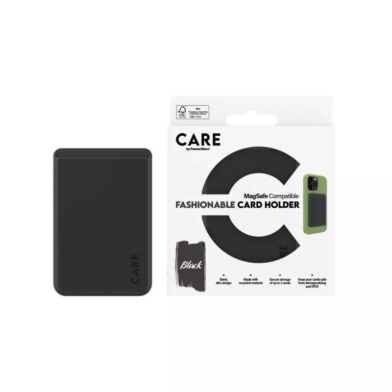 Capa PanzerGlass CARE by porta-cartões fashion preto iPhone transparente