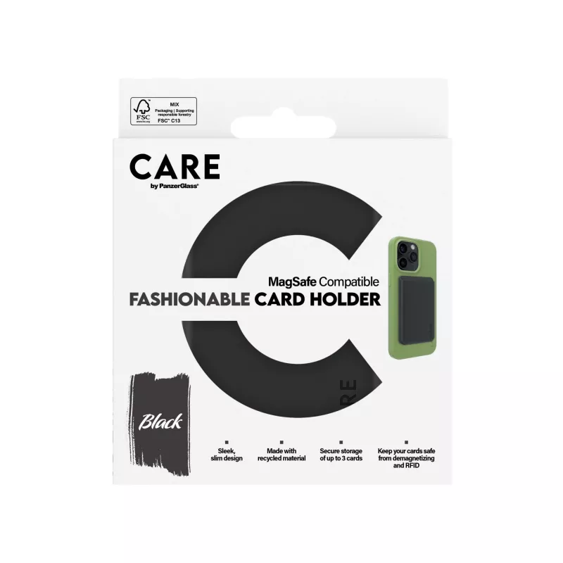 Capa PanzerGlass CARE by porta-cartões fashion preto iPhone transparente