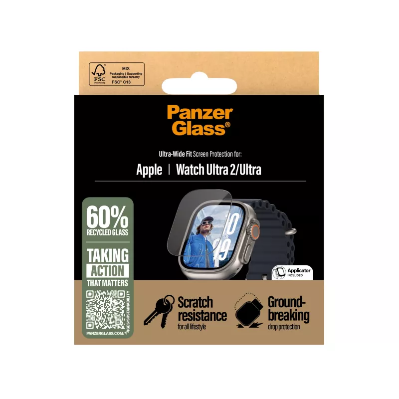 Película protetora de ecrã PanzerGlass ® Apple Watch Ultra 3 | Ultra 2 | Ultra | 49mm