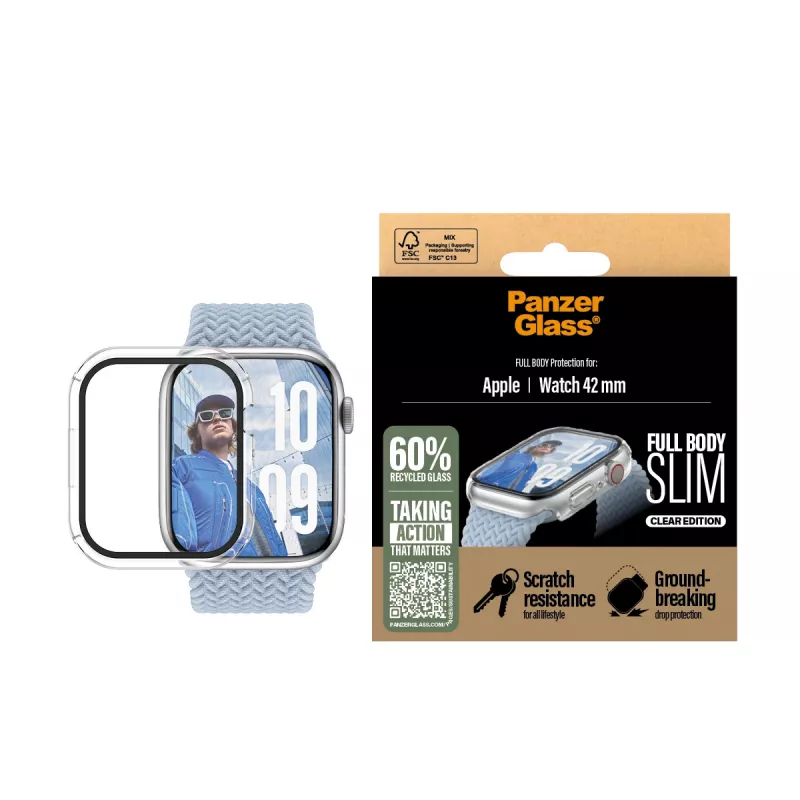 PanzerGlass Snappie Full Body Slim película de proteção para Apple Watch 10 42mm, transparente