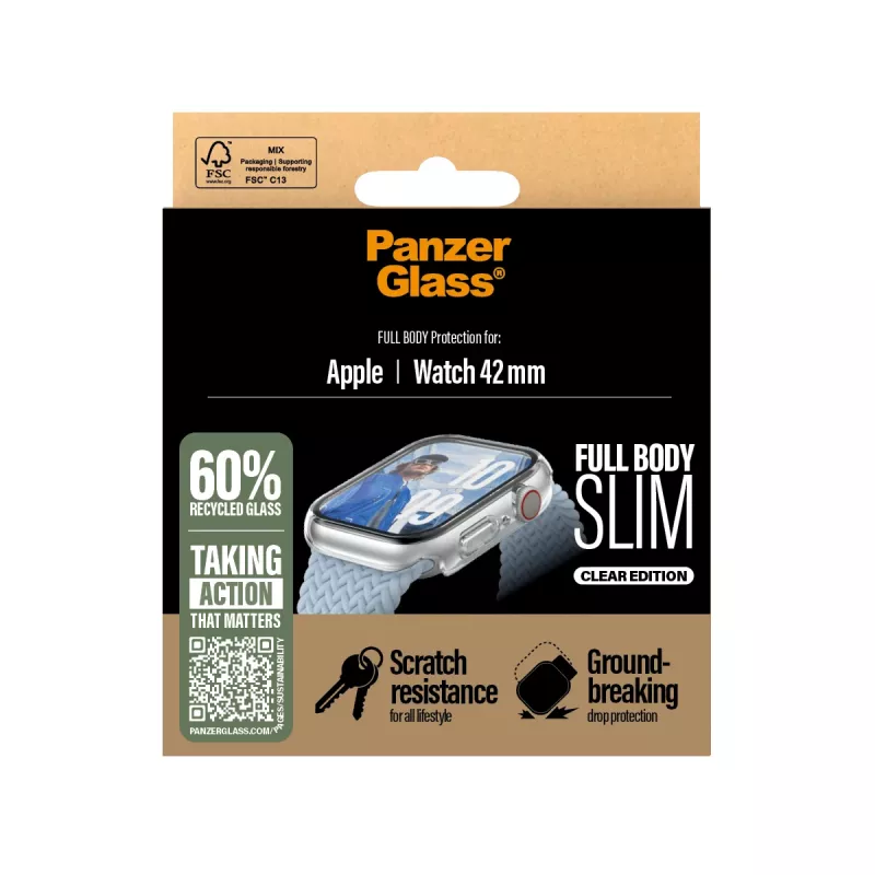 PanzerGlass Snappie Full Body Slim película de proteção para Apple Watch 10 42mm, transparente