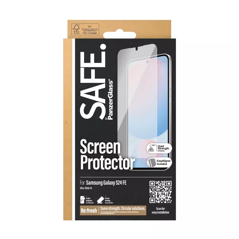 Película protetora de ecrã PanzerGlass SAFE. by ® Samsung Galaxy S24 FE | Ultra-Wide Fit com EasyAligner