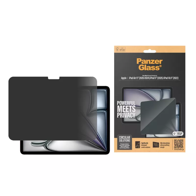 Película de proteção de privacidade PanzerGlass ® iPad Air 11'' (2024-2025) | iPad 11 polegadas (2025) | iPad 10,9'' (2022) | Ultra-Wide Fit