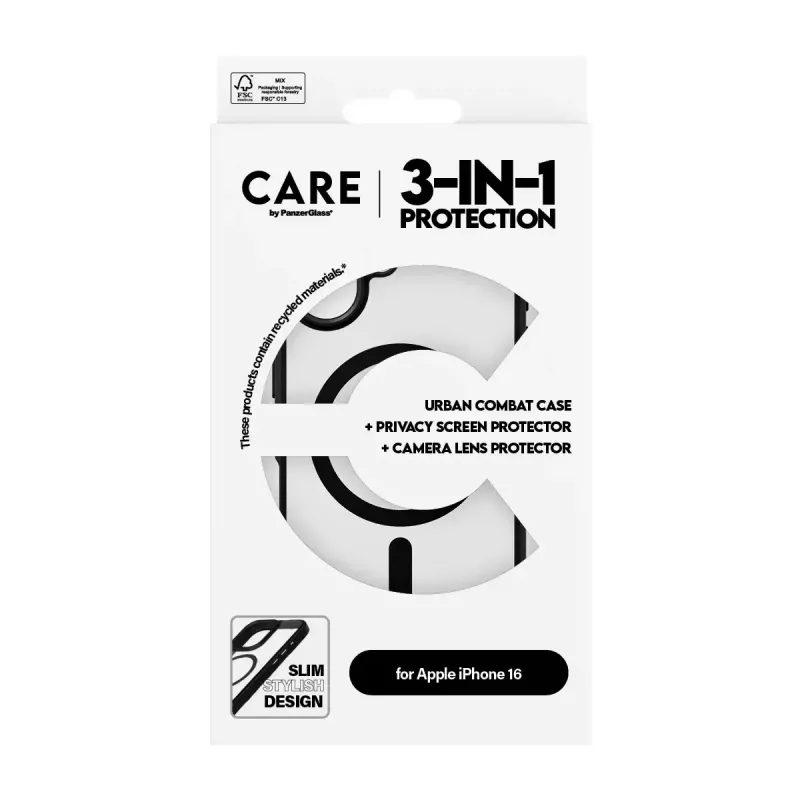 PanzerGlass ® | CARE by ® Flagship pacote de privacidade 3-em-1 iPhone 16
