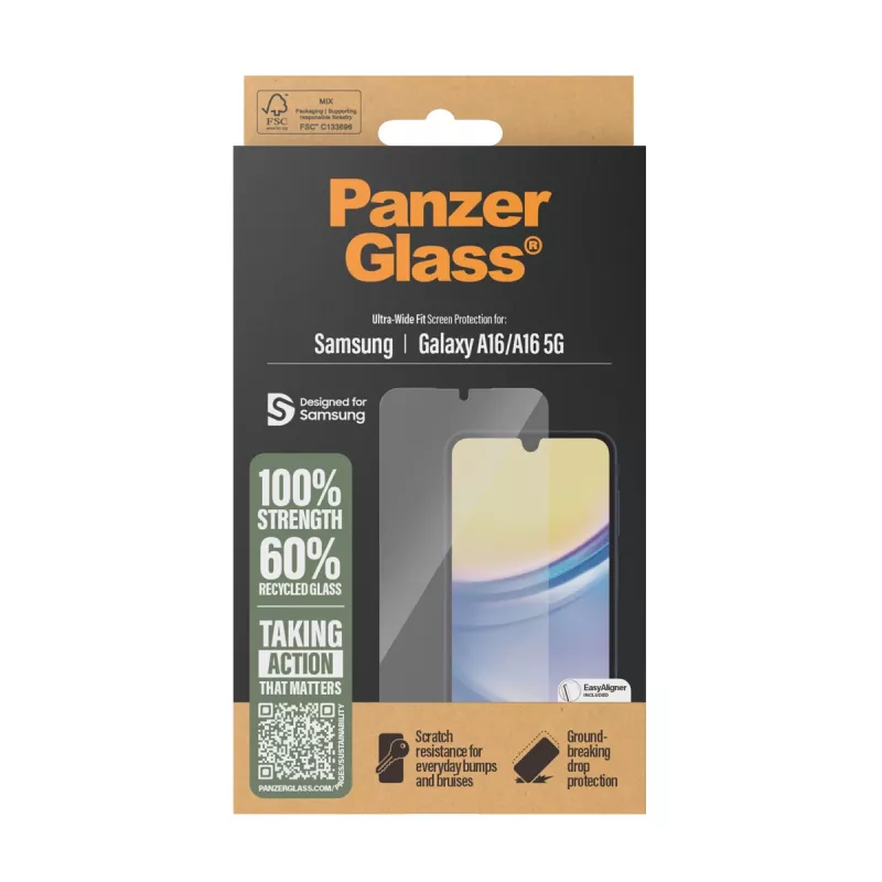 Película protetora de ecrã PanzerGlass ® Samsung Galaxy A16 | A16 5G | Ultra-Wide Fit com EasyAligner