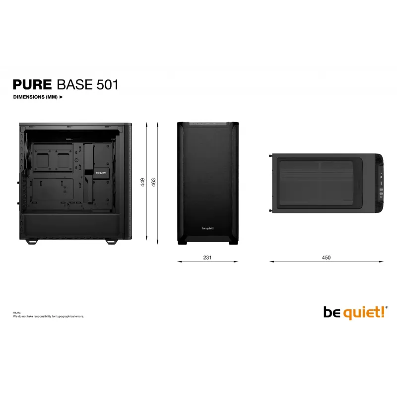 Caixa de PC be quiet! PURE BASE 501 Black Midi Tower (embalagem aberta)
