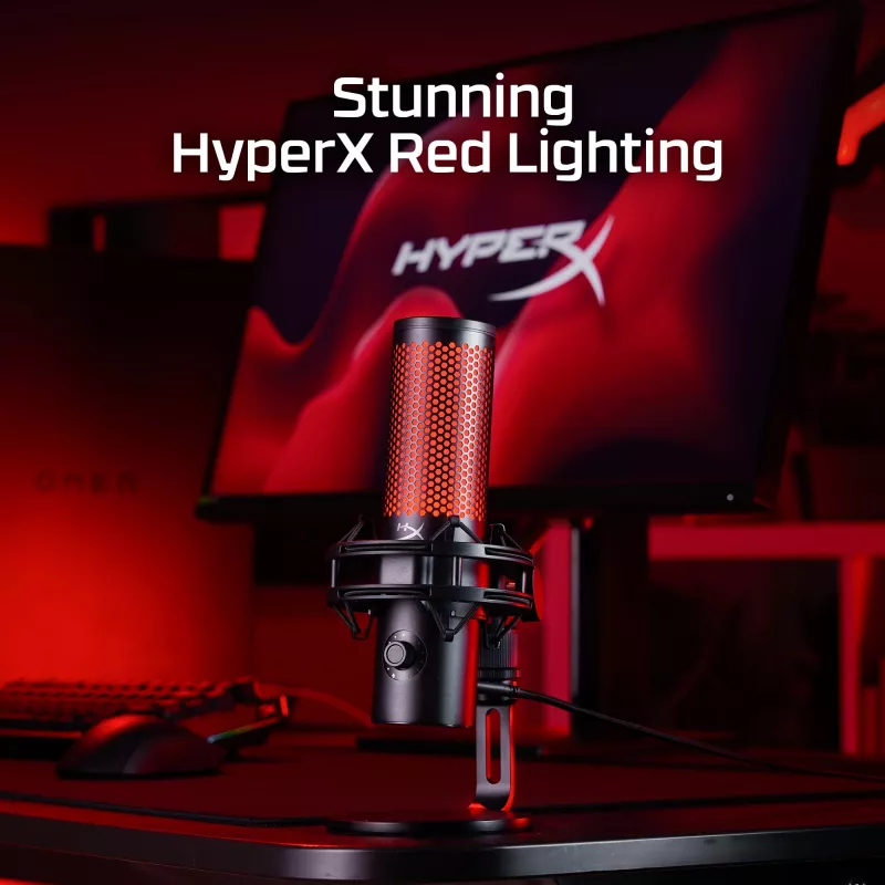HyperX QuadCast 2 - Microfone USB (preto), microfone para podcast, -7,5 dB, 20 – 20000 Hz, 0,05 %, 32 Ω, 24 Bit