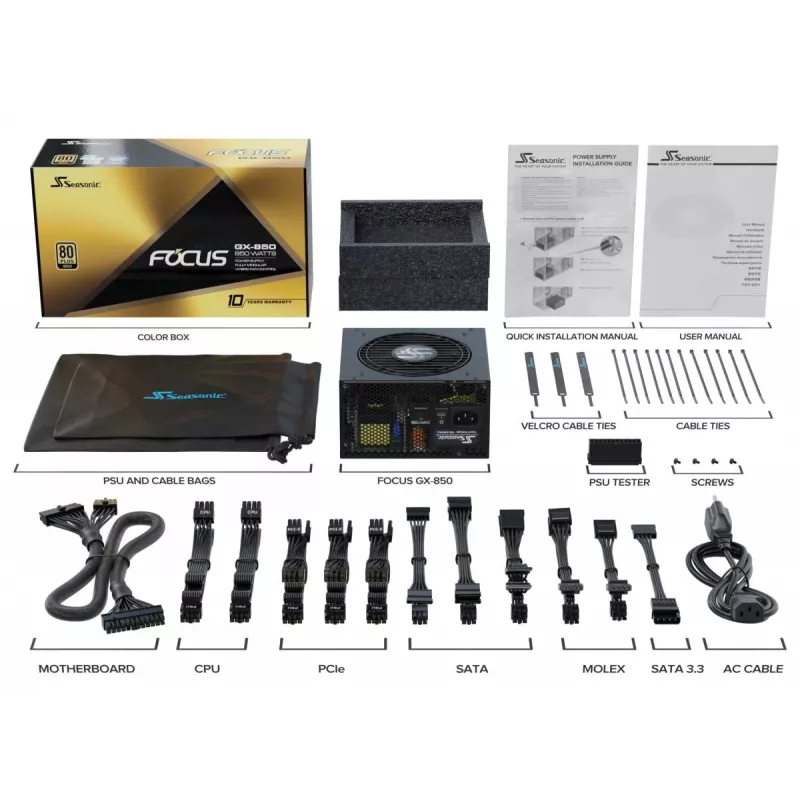 Fonte de alimentação SEASONIC Focus Gx 850 W 20+4 Pin ATX ATX preto
