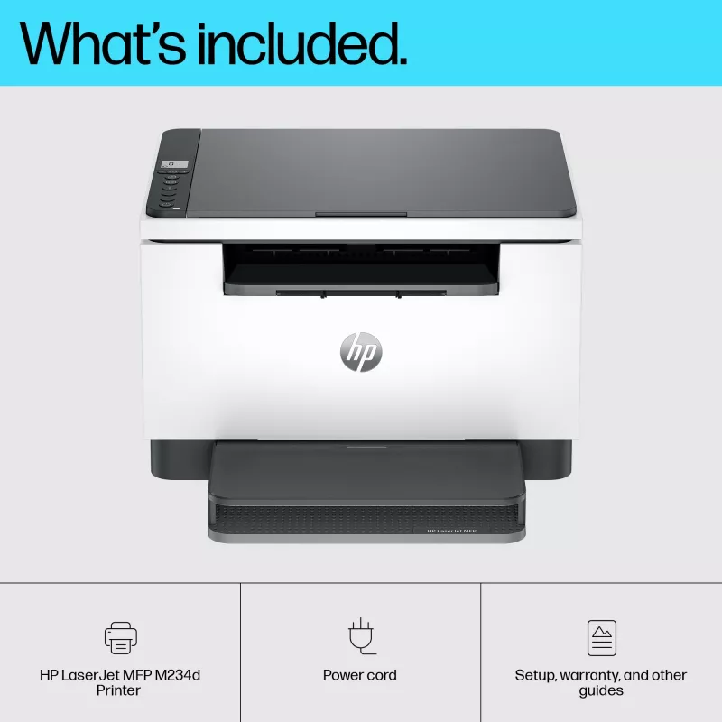 Impressora multifunções HP LaserJet MFP M234d — laser mono, 29 ppm, frente e verso, Ethernet, A4