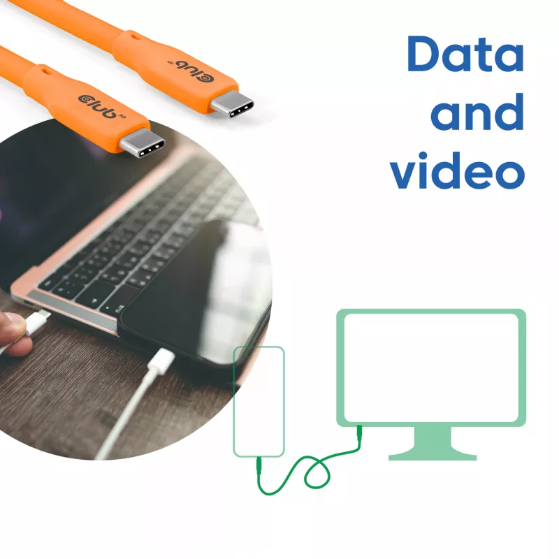 Cabo CLUB3D / Adaptador Cabo USB USB4 Gen 2x2 2 m USB-C Laranja