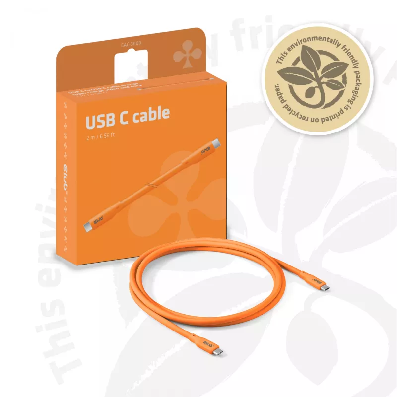 Cabo CLUB3D / Adaptador Cabo USB USB4 Gen 2x2 2 m USB-C Laranja