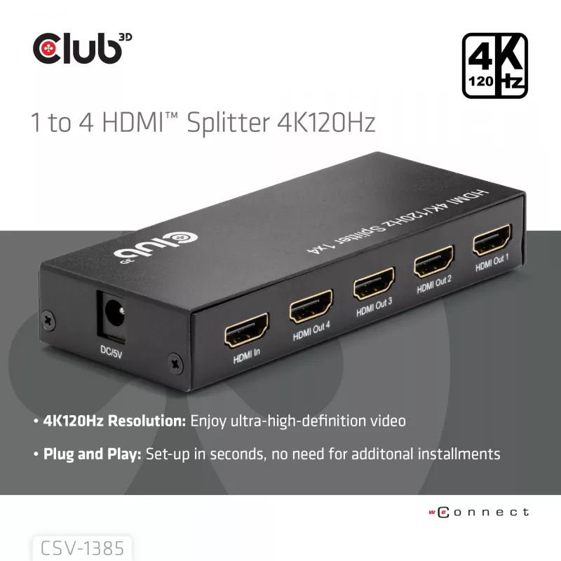 Splitter HDMI CLUB3D 1 para 4 4K120Hz