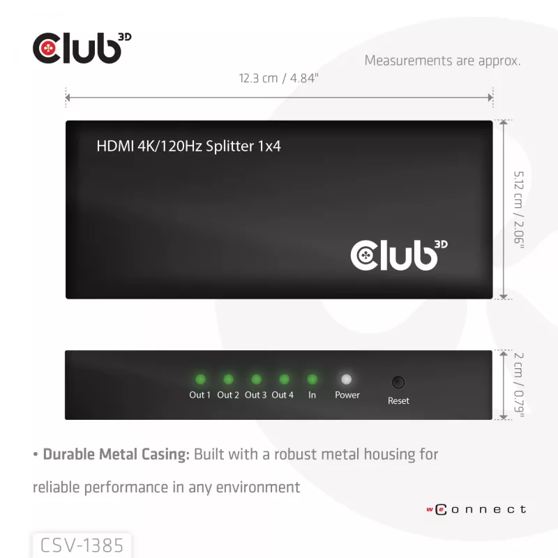 Splitter HDMI CLUB3D 1 para 4 4K120Hz