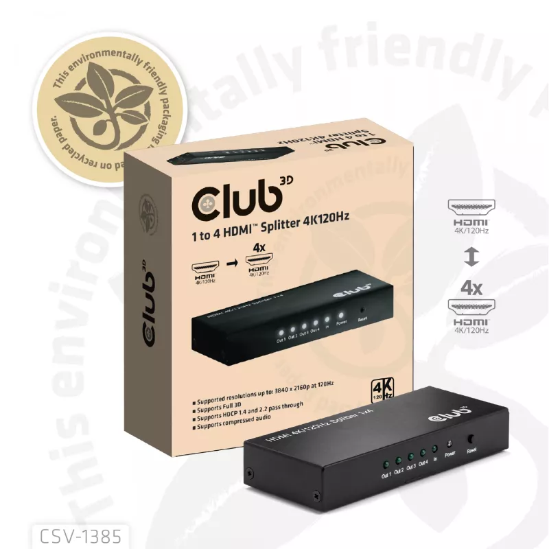 Splitter HDMI CLUB3D 1 para 4 4K120Hz