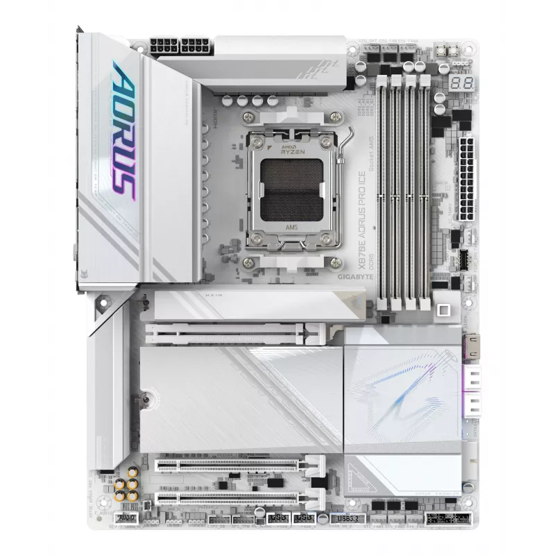 Motherboard GIGABYTE X870E AORUS PRO ICE — AMD X870E, Socket AM5, ATX, DDR5, 4×DIMM, Wi-Fi 7, LAN 2,5Gb