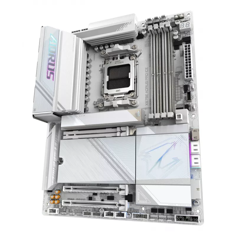 Motherboard GIGABYTE X870E AORUS PRO ICE — AMD X870E, Socket AM5, ATX, DDR5, 4×DIMM, Wi-Fi 7, LAN 2,5Gb