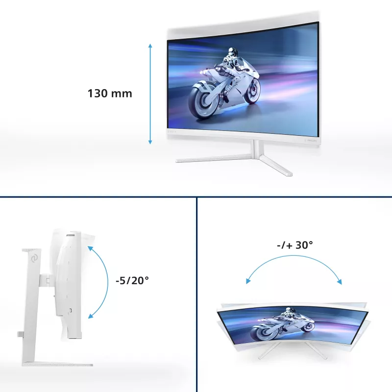 Monitor Philips Evnia 5000 32M2C5501/00 80 cm (31,5 polegadas) 2560 x 1440 píxeis Quad HD LCD Branco