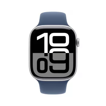 APPLE Watch Series 10 GPS + Cellular 46mm caixa de alumínio prateada com bracelete desportiva Denim - M/L