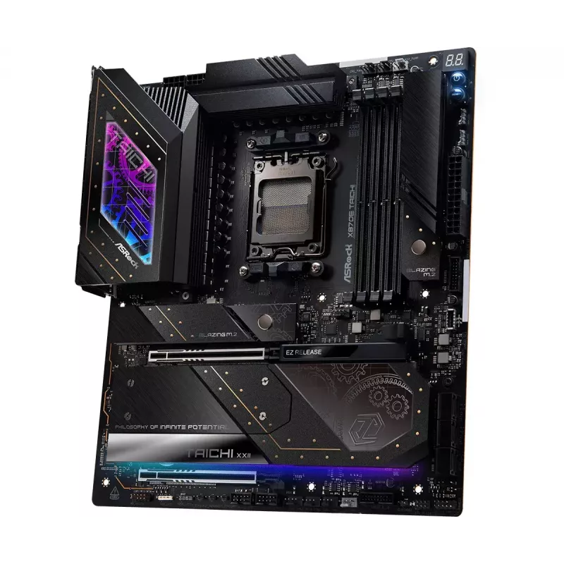 Motherboard ASRock X870E Taichi — AMD X870E, Socket AM5, Extended ATX, DDR5, 4 DIMM, até 256GB, Wi-Fi 7, 5Gb LAN