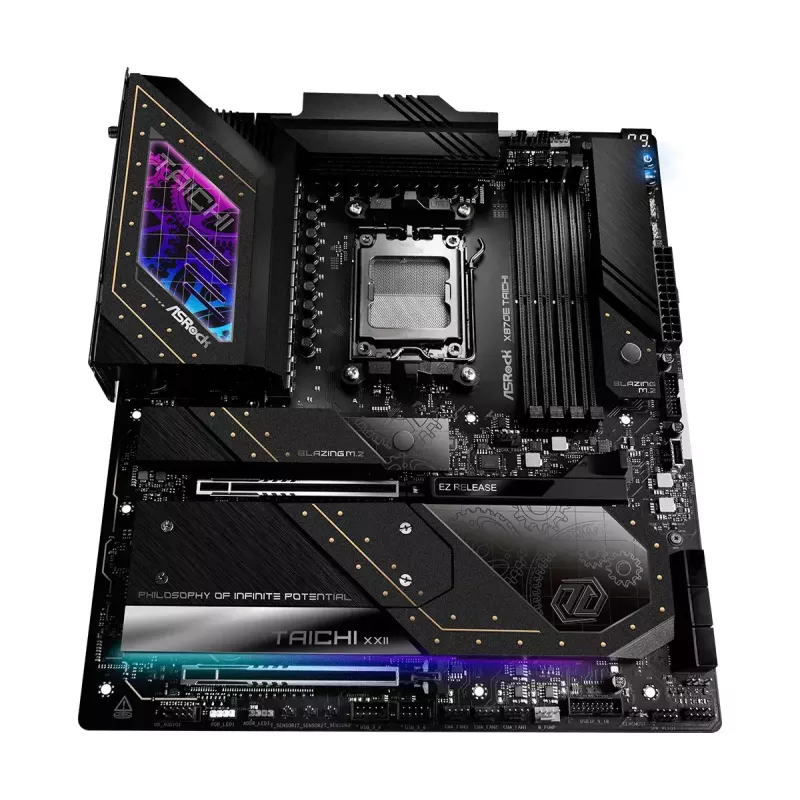Motherboard ASRock X870E Taichi — AMD X870E, Socket AM5, Extended ATX, DDR5, 4 DIMM, até 256GB, Wi-Fi 7, 5Gb LAN