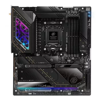 Motherboard ASRock X870E Taichi — AMD X870E, Socket AM5, Extended ATX, DDR5, 4 DIMM, até 256GB, Wi-Fi 7, 5Gb LAN