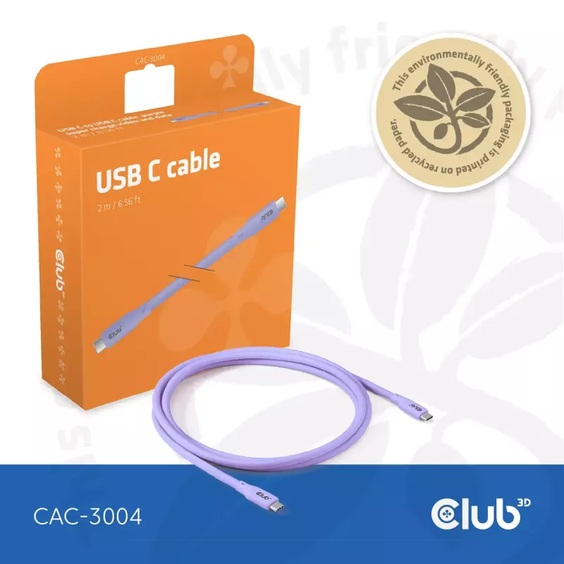 Cabo USB-C CLUB3D CAC-3004 2m roxo