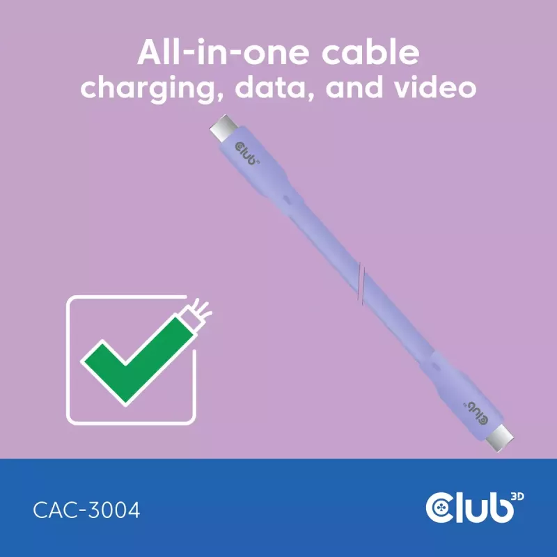 Cabo USB-C CLUB3D CAC-3004 2m roxo