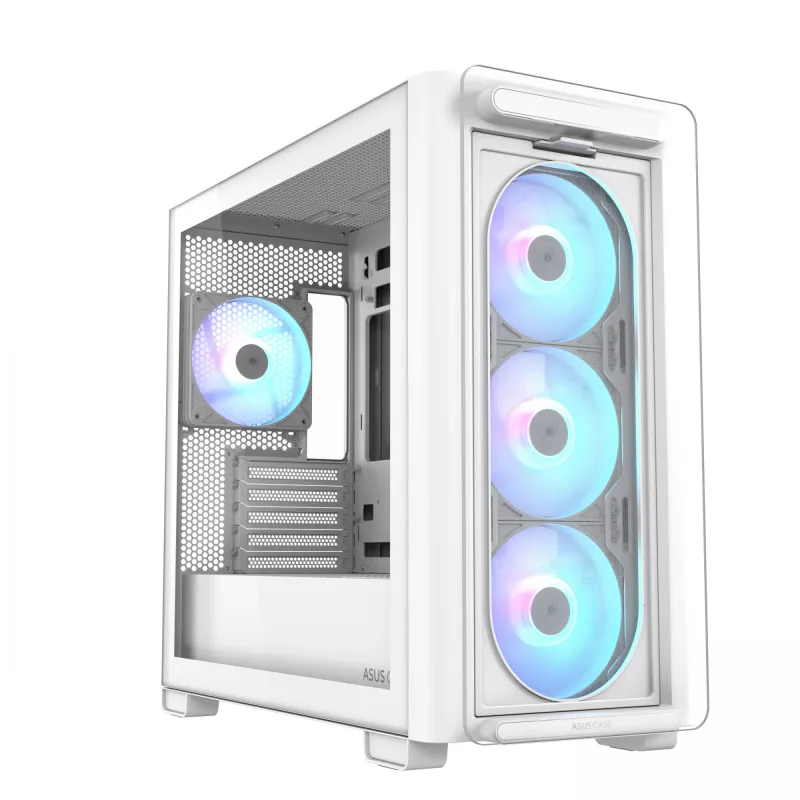 ASUS A23 PLUS TG ARGB WHITE, PC, branco, micro ATX, Mini-ITX, Multi, 16,5 cm, 38 cm