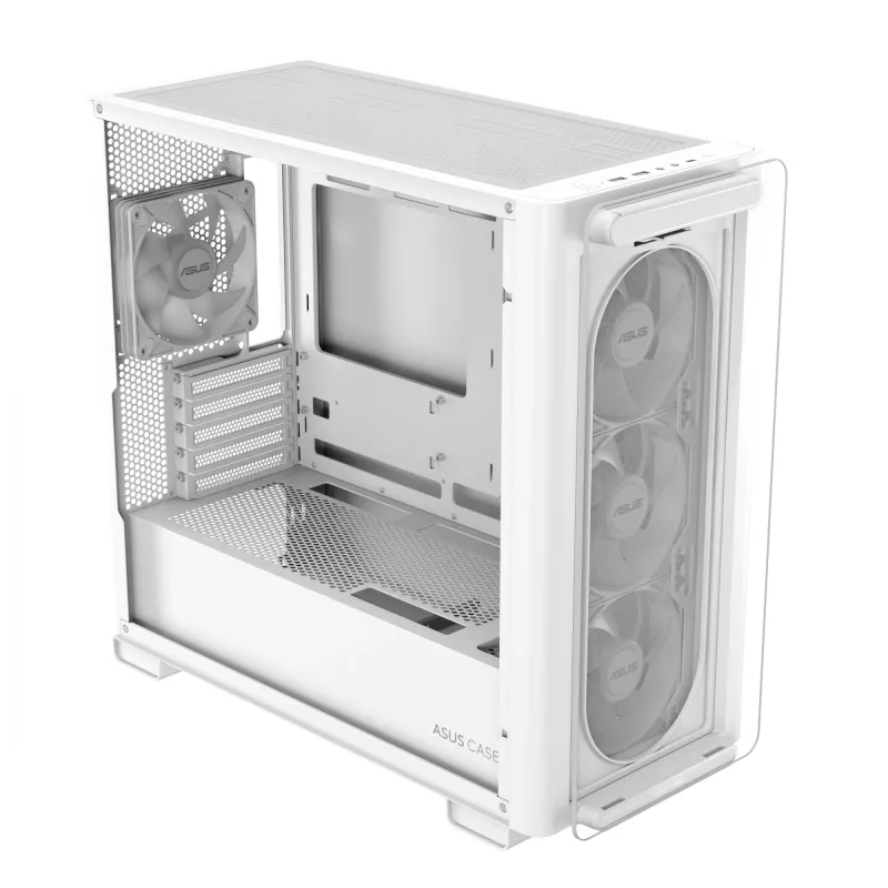 ASUS A23 PLUS TG ARGB WHITE, PC, branco, micro ATX, Mini-ITX, Multi, 16,5 cm, 38 cm
