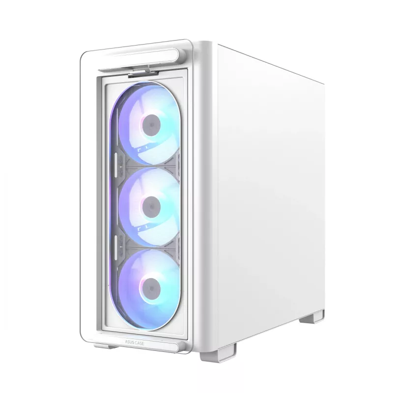 ASUS A23 PLUS TG ARGB WHITE, PC, branco, micro ATX, Mini-ITX, Multi, 16,5 cm, 38 cm