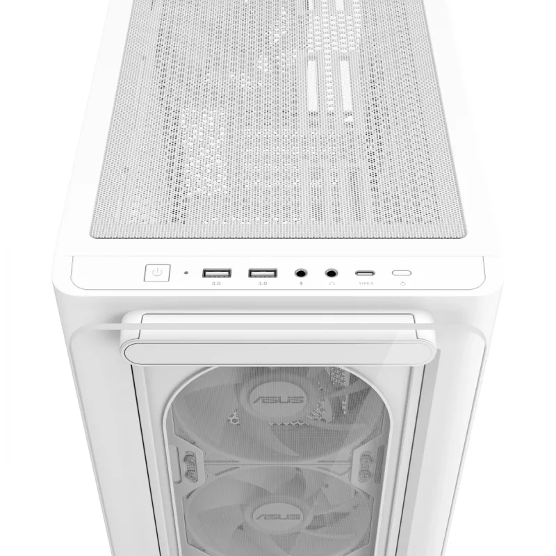 ASUS A23 PLUS TG ARGB WHITE, PC, branco, micro ATX, Mini-ITX, Multi, 16,5 cm, 38 cm