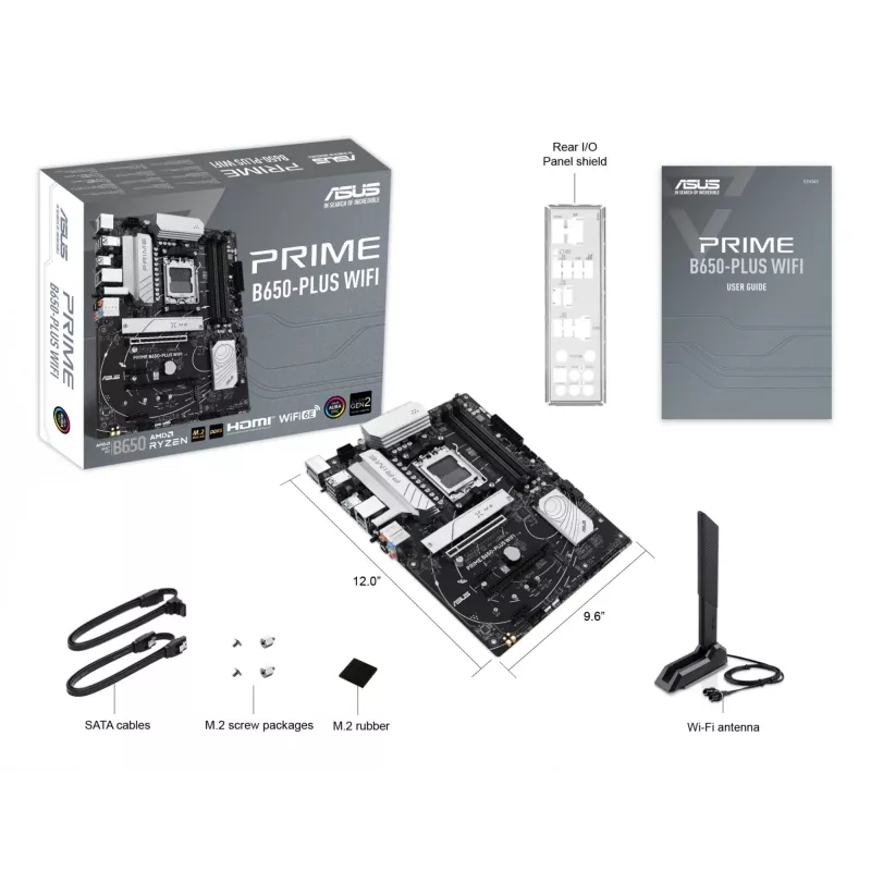 Motherboard ASUS PRIME B650-PLUS WIFI ATX — AMD B650, Socket AM5, DDR5, 4 DIMM, 192 GB, Wi-Fi 6E, LAN 2,5 Gb