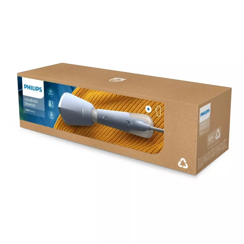Philips Série 5000 Vaporizador de mão, vaporizador de roupa de mão, 0,12 L, 0,58 min, Azul, Azul-claro, 24 g/min
