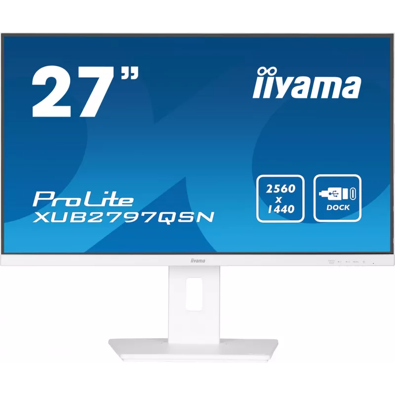 iiyama ProLite XUB2797QSN-W2 monitor QHD IPS de 27 polegadas, dock USB-C, branco