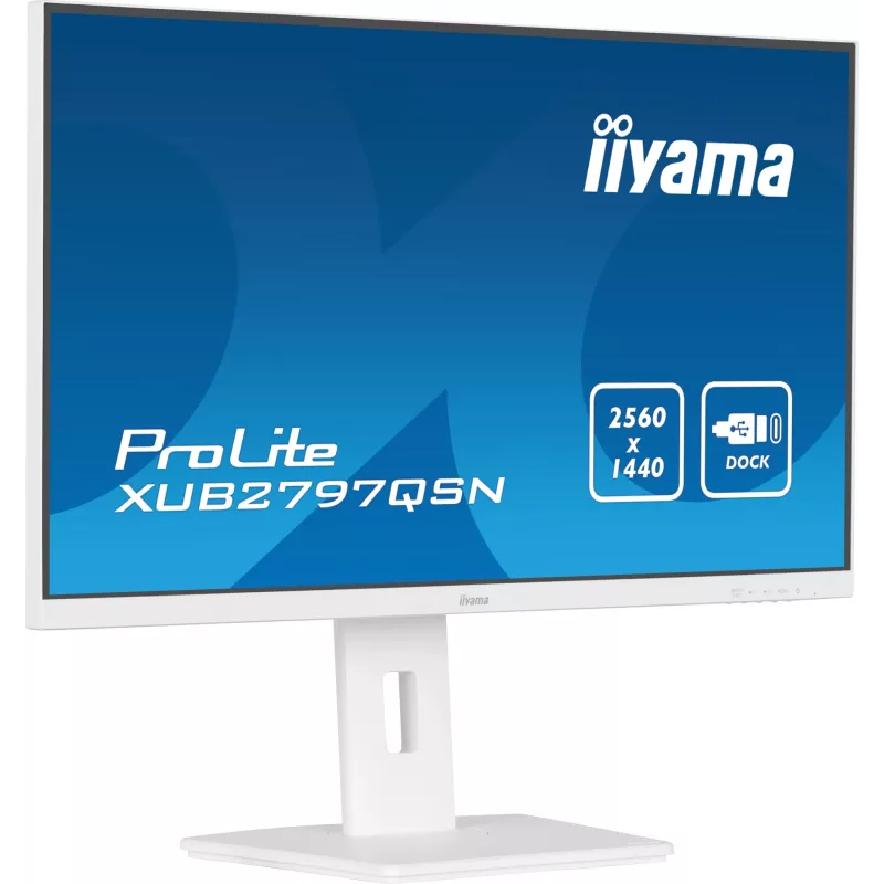 iiyama ProLite XUB2797QSN-W2 monitor QHD IPS de 27 polegadas, dock USB-C, branco