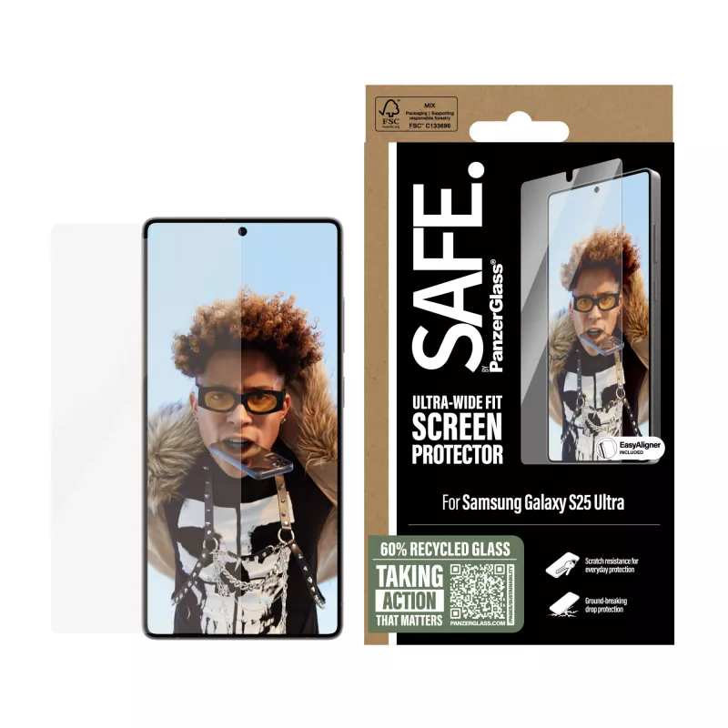 Película protetora de ecrã PanzerGlass SAFE. by ® Samsung Galaxy S25 Ultra | Ultra-Wide Fit com EasyAligner