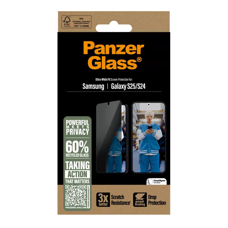 Película protetora de ecrã com privacidade PanzerGlass® Samsung Galaxy S25 | S24 | Ultra-Wide Fit