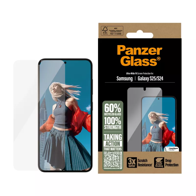 Película protetora de ecrã PanzerGlass ® Samsung Galaxy S25 | S24 | Ultra-Wide Fit